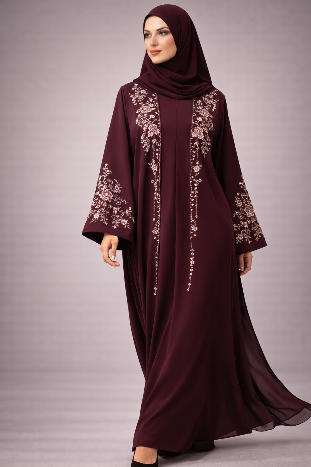 Misk Royal Maroon Abaya